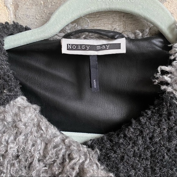 Noisy May Colour-block faux fur coat szM - Picture 5 of 5